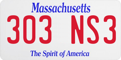 MA license plate 303NS3