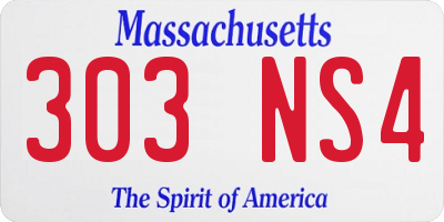 MA license plate 303NS4