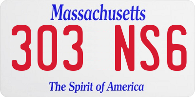 MA license plate 303NS6