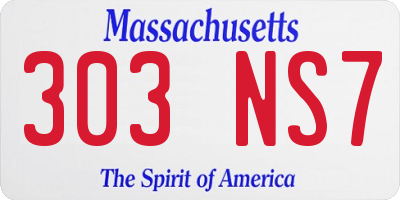 MA license plate 303NS7
