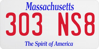 MA license plate 303NS8