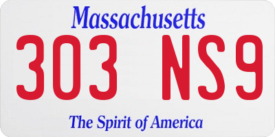 MA license plate 303NS9