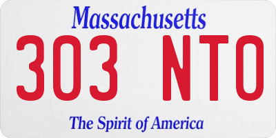 MA license plate 303NT0