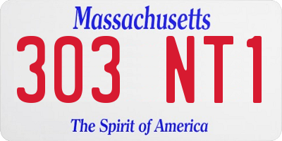 MA license plate 303NT1
