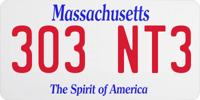 MA license plate 303NT3