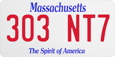 MA license plate 303NT7