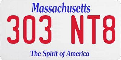 MA license plate 303NT8