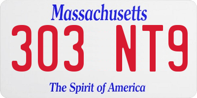 MA license plate 303NT9