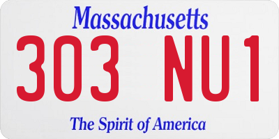 MA license plate 303NU1