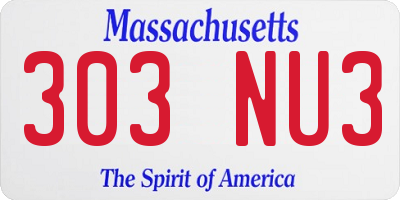 MA license plate 303NU3