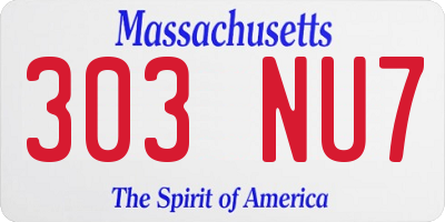 MA license plate 303NU7