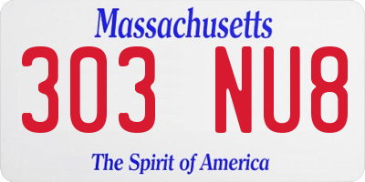MA license plate 303NU8