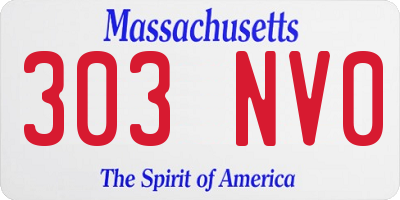 MA license plate 303NV0