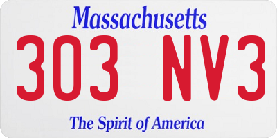 MA license plate 303NV3