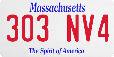 MA license plate 303NV4