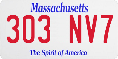 MA license plate 303NV7