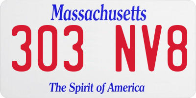 MA license plate 303NV8