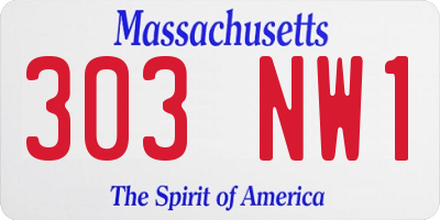 MA license plate 303NW1