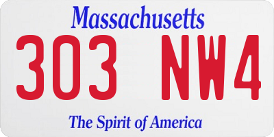 MA license plate 303NW4