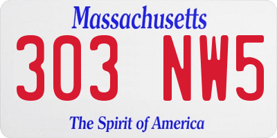 MA license plate 303NW5