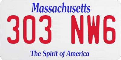 MA license plate 303NW6