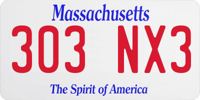 MA license plate 303NX3