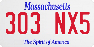 MA license plate 303NX5