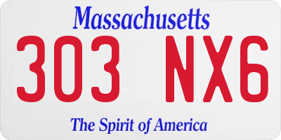 MA license plate 303NX6