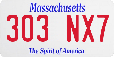 MA license plate 303NX7