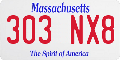 MA license plate 303NX8