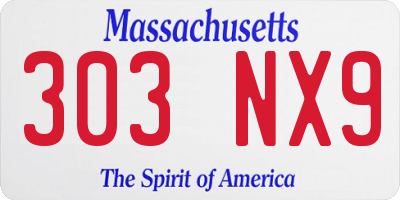 MA license plate 303NX9