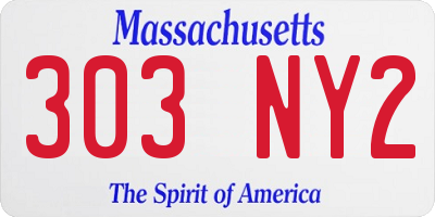 MA license plate 303NY2