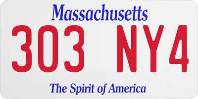 MA license plate 303NY4