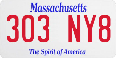 MA license plate 303NY8