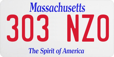 MA license plate 303NZ0