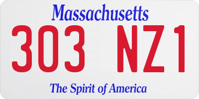 MA license plate 303NZ1