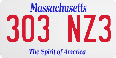 MA license plate 303NZ3