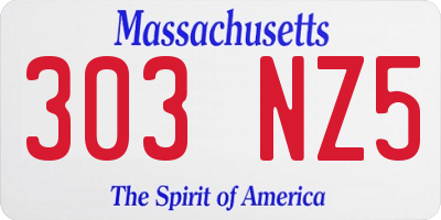 MA license plate 303NZ5