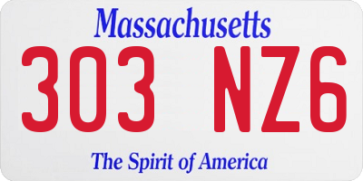 MA license plate 303NZ6