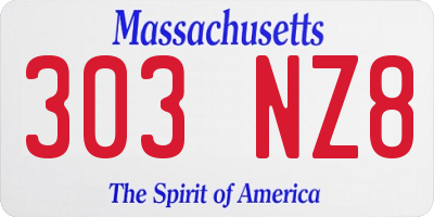 MA license plate 303NZ8