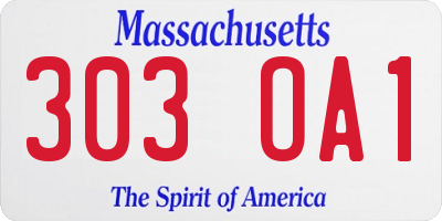 MA license plate 303OA1