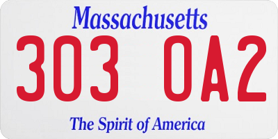 MA license plate 303OA2