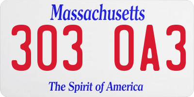 MA license plate 303OA3