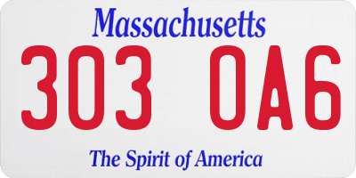 MA license plate 303OA6