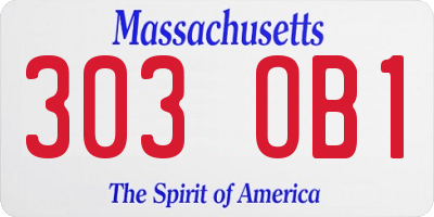 MA license plate 303OB1