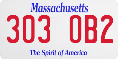 MA license plate 303OB2