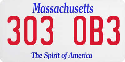 MA license plate 303OB3