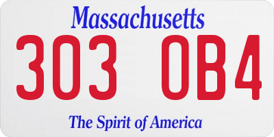 MA license plate 303OB4