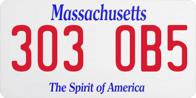 MA license plate 303OB5