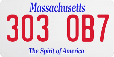 MA license plate 303OB7